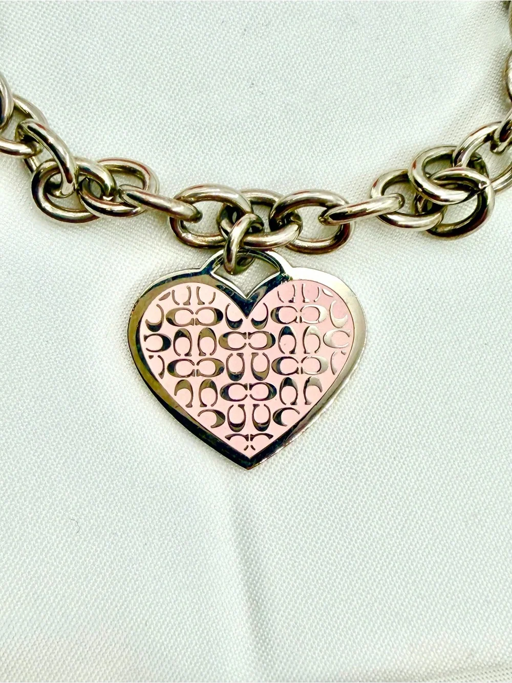 Vintage Coach Pink Daisy Swarovski Crystal Charm Dog Leash Clasp Bracelet/BagFob